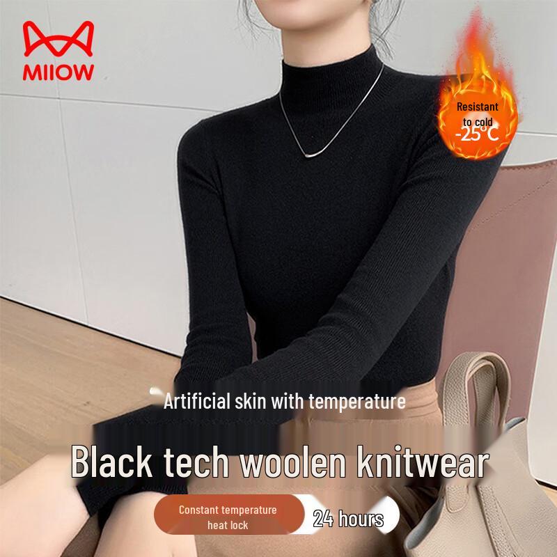 Mao Ren Women s French Style Semi-High Neck Knit Sweater One Size