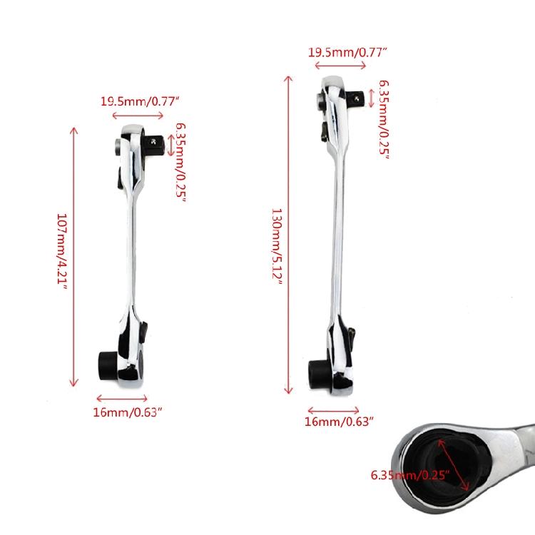 Practical 1/4 Inch Quick Release Wrench Spanner Dual for Head Ratchet Wrench for