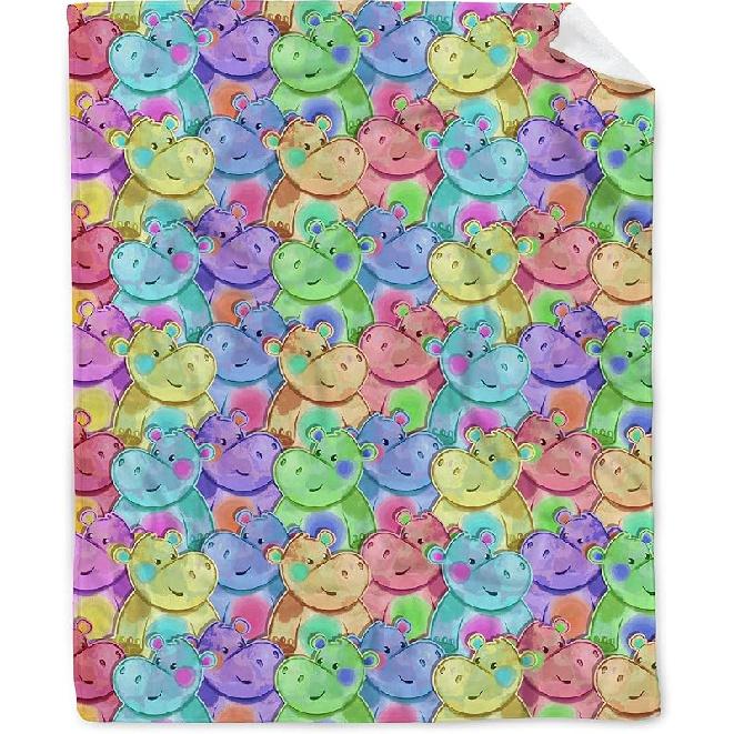 

Красочный плед с гиппопотамом Мягкие Уютные Фланелевые Пледы Пушистый Королевский Плюшевый Накидка Двуспальный Уютный Уличный Пикник Гостиная Путешествия Диван Маленький (50 дюймов x 40 дюймов) Small (50 in x 40 in)