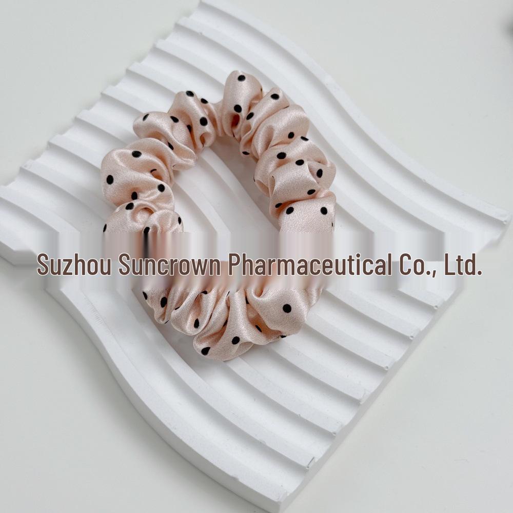 Korean Style Polka Dot Silk Scrunchie - 100% Mulberry Silk, Available in Large, Medium, Small Sizes (19 Momme)