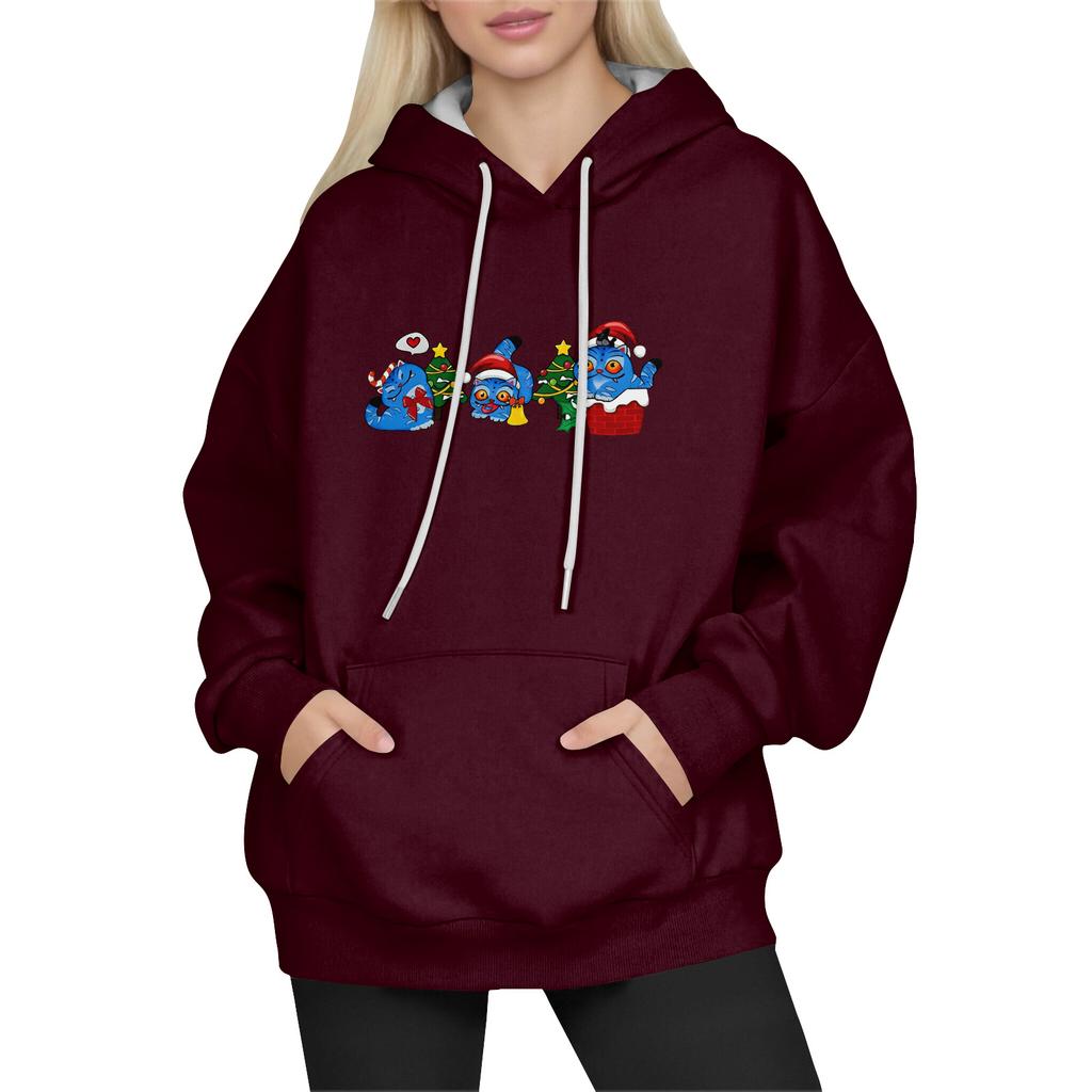 Women's Fashion Long-Sleeve Pullover Hoodie with Fun Movie-Inspired Prints
