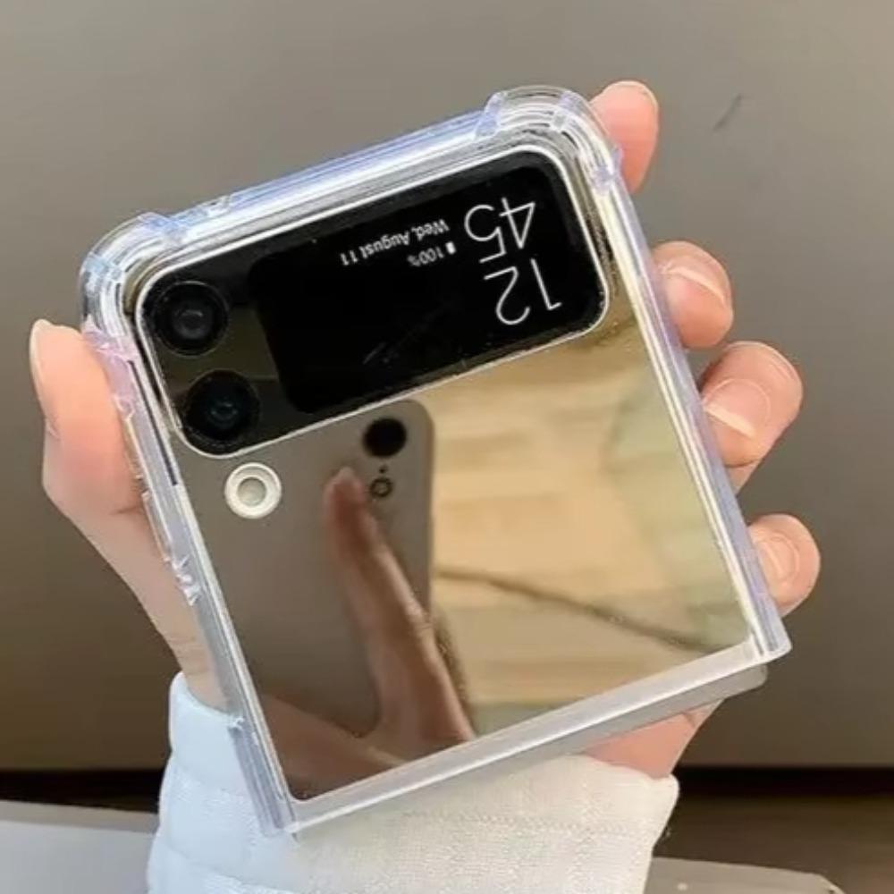 Luxury Slim Make Up Mirror Protective Hard Phone Case For Samsung Galaxy Z Flip 3 4 5 6 7 FE Flip7 Flip6 Flip5 Flip4 Flip3 5G