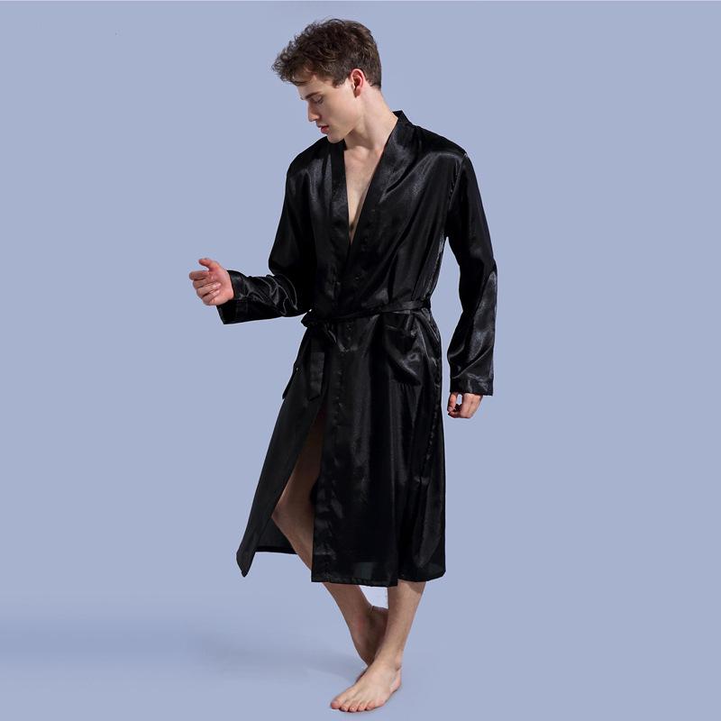 

Men s Plus Size Lightweight Solid Color Long Robe Cardigan L шампанського/золотий