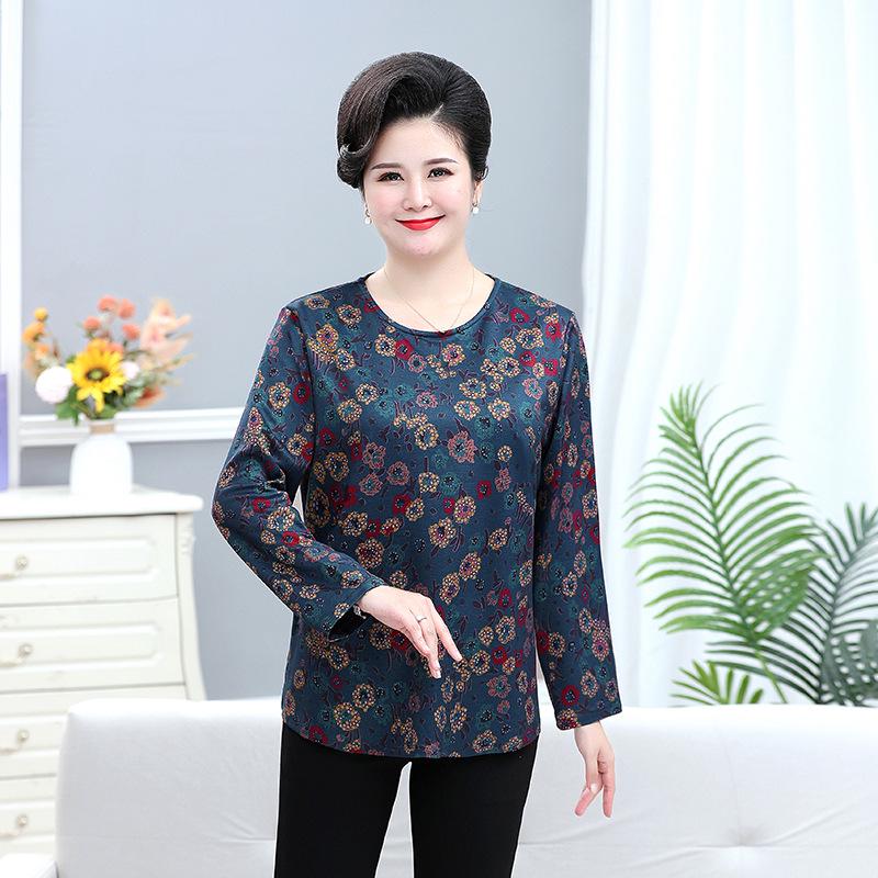 Übergröße 7XL Herbst Langarm Oberteil für Mütter mittleren Alters und ältere Damen