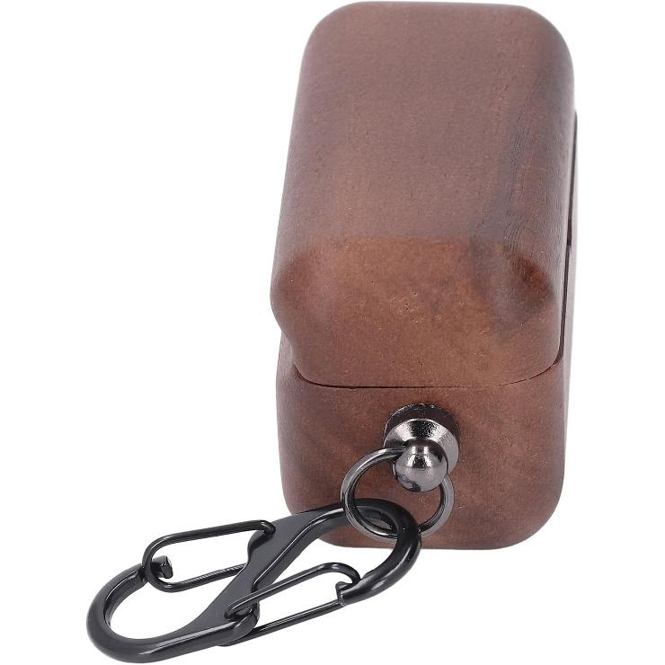 Wooden Case for AZ80,Hard Wood Protective Case Cover Headphone Earbud Holder Headphone Earbud Wood Protector Charging Carrying Case with Carabiner