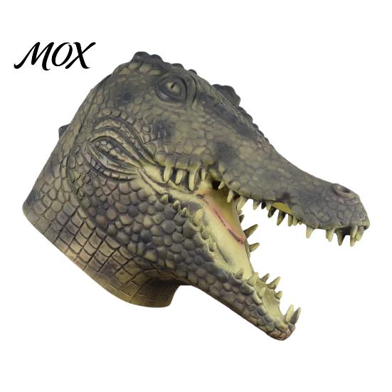 Comfortable Breathable Costume Mask Realistic Crocodile Latex Full Head for Adults, Scary Animal Long Wear Headgear with Vents, Halloween Cosplay Crocodile