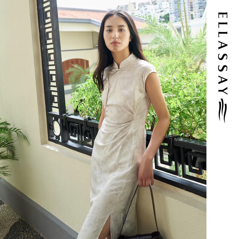 ELLASSAY New Chinese Style Silk Blend Sleeveless Midi Dress