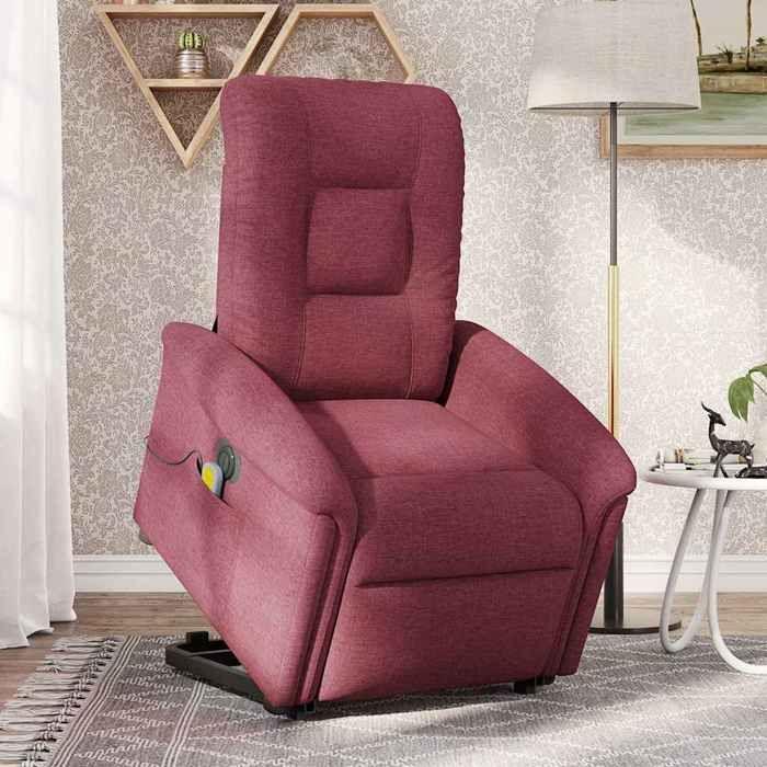 VidaXL Electric Massage Recliner Burgundy Red Fabric, Electric Massage Chair, Massage Chair, 3303287