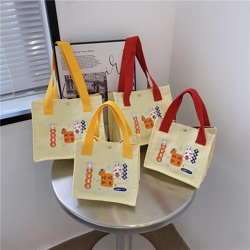 New canvas women's bag persimmon ruyi handbag small square bag fashion casual cute handbag cartoon handbag
