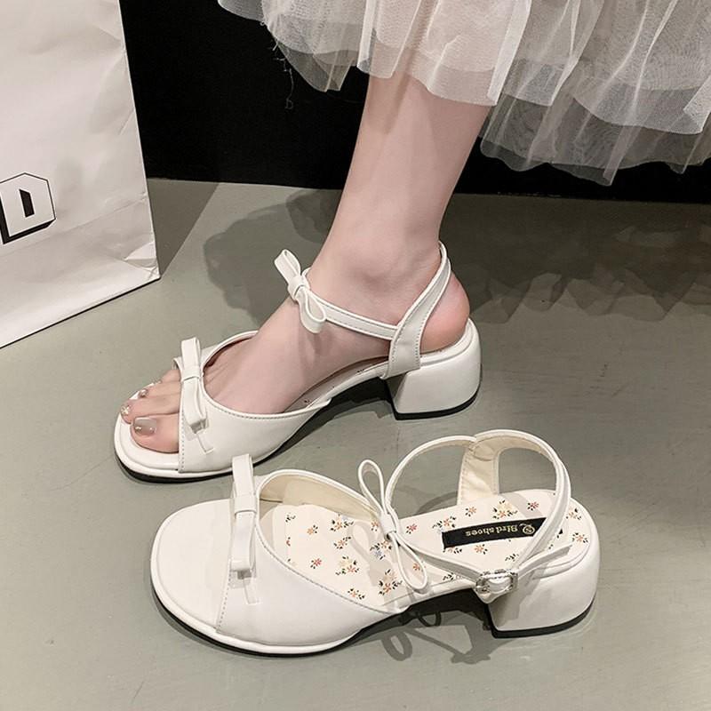 Sandales d'été pour femmes: Petits talons épais style français