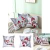 Delightful 18" Christmas Cushion Cover With Santa Claus And Snowman For Festive Sofa Decor