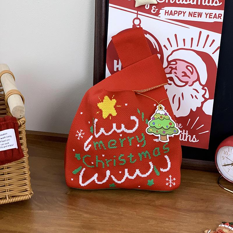 Festive Christmas Knit Tote Bag: Creative Handbag for Gifts & Candy