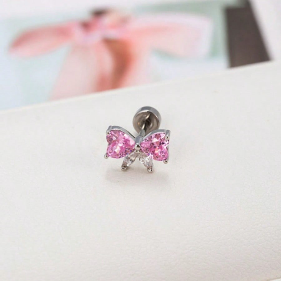 High-end and Niche Earrings Earrings Fashion Titanium Steel Butterfly Pink Heart-shaped Bow Lady Ear Studs Unique