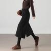 TERRE BLEUE Women's High-Waisted Wide-Leg Cropped Wool Blend Pants