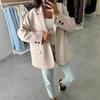 Women Winter Woolen Coat Oversized Thick Casual Long Sleeves Solid Color Top Autumn Loose Single Breasted Lapel Collar Jacket