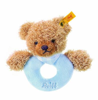 Steiff Grip Toy Bear Blue "Goodnight Rattle" [Used]