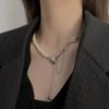 Heart Pendant, Pearl Splicing, Fringed Necklace, Cold Wind, Personalized Sweater Chain, Cool Tide