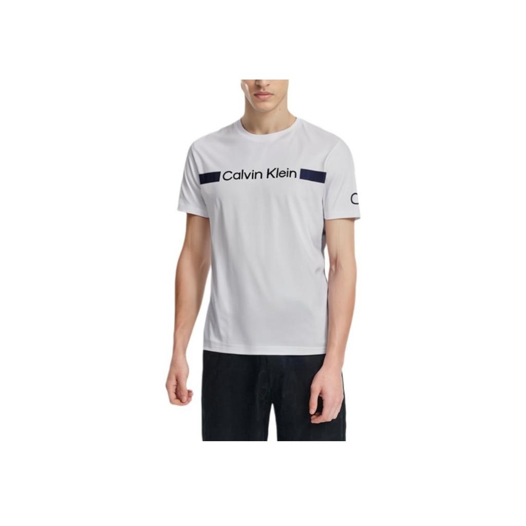 Calvin Klein Camiseta de Manga Corta con Letra Estampada para Hombre Tops Blanco 40IC861-540