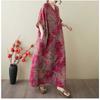 Women's Vintage Long Dress with Cotton and Linen Patterns