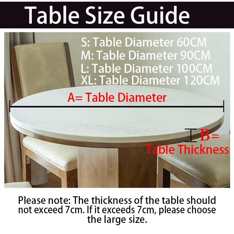 Waterproof Elastic Table Cover 60/90/100/120Cm Green Round Oil-Proof Tablecloth for Kitchen Dining Wedding Party Home Decoration