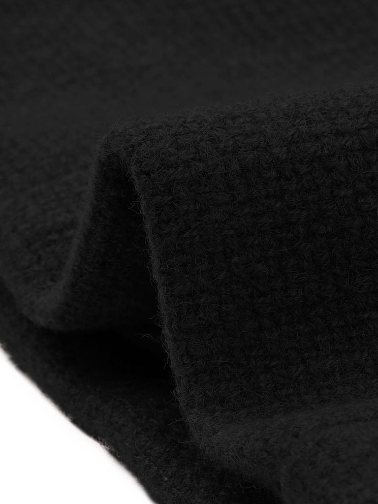 Allegra K Women's Cropped Tweed Jacket, Long Sleeve, Button-Down, Fall/Winter, Commuting, Business Blazer, Black, Size S