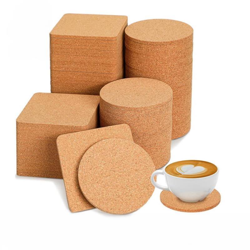 10Pcs Cup Mat Natural Round Wooden Pad Durable Non-Slip Cork Coaster Tea Coffee Mug Drinks Holder For Table Decor Diy Tableware
