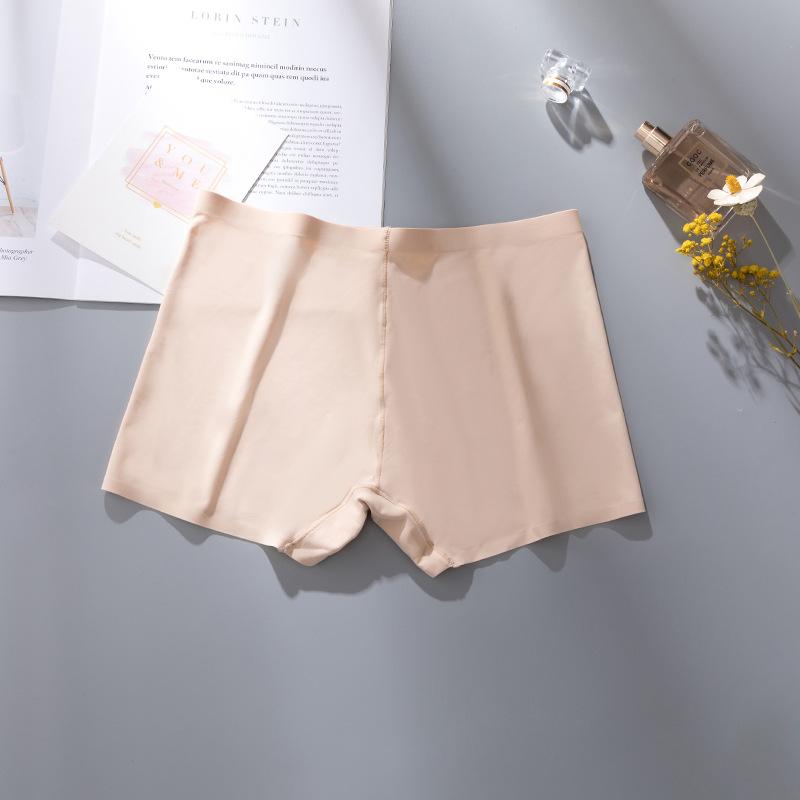 Slip boxer in seta ghiacciata senza cuciture, mutandine da donna, boxer a vita media, pantaloni di sicurezza antiscivolo, leggings, biancheria intima estiva