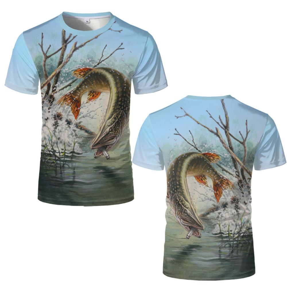 Summer Outdoor Carp 3D Print Fishing T Shirt Men Funny Fashion Casual Short Sleeve Tops Camping Plus Size Unisex Shirt
