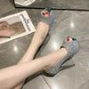 2021 Trendy European & American Sequin Peep Toe High Heel Platform Women's Shoes