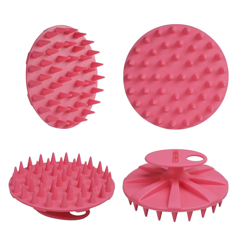 INNERNEED Shampoo Brush Set of Silicone with 46 Long Scalp Cleansing Scalp Massage Brush for Wet and Dry Scalp Brush for Hair Brush with Unisex Green