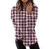 Women's Fashion Casual Long Sleeve Plaid Round Neck Top