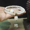 Star Moon Bodhi Flat Beads Double Layer Bracelet with Cat Pendant, Forest Style Jewelry for Women