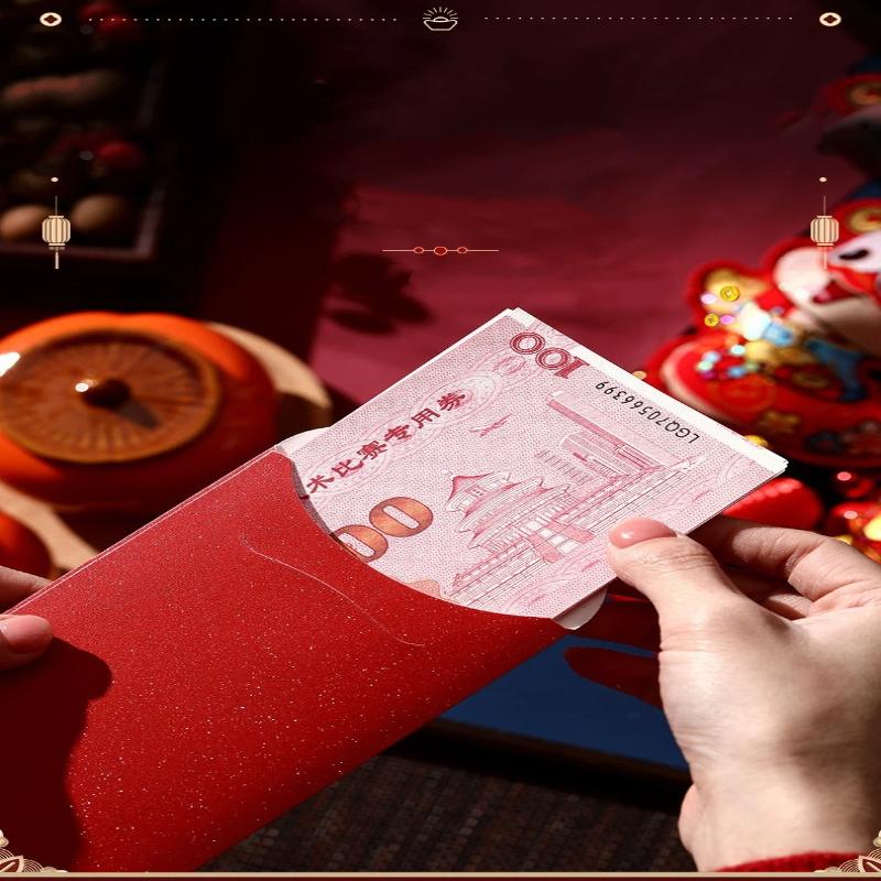 6 Pcs Chinese Year Red Envelope Best Wishes Chinese Style Stamping Bronzing Red Pocket Wedding Party Decorations