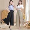 Mom's Summer Plus Size Ice Silk Wide Leg Skirt Pants - Elastic Waist Nine-Point Casual Pants for Women