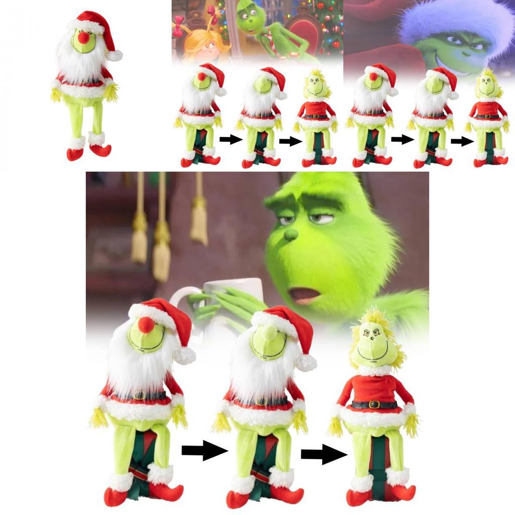 Adorable Diy Removable Sitting Green Haired No Face Doll Long Bearded Plush Toy