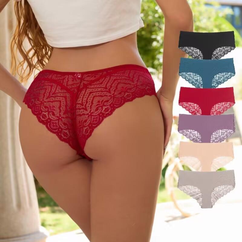Lace Women's Panties Ice Silk Breathable Underwear Femme Sweet Briefs Sexy Lingerie Soft Comfort Underpants