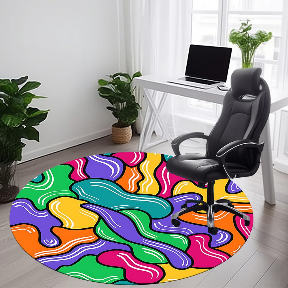 1pc Abstract Colors Office Round Area Rug,  Mat Suitable ForOffice, Under Office Chairs Bedroom Living Room Home Decor, Room Deco