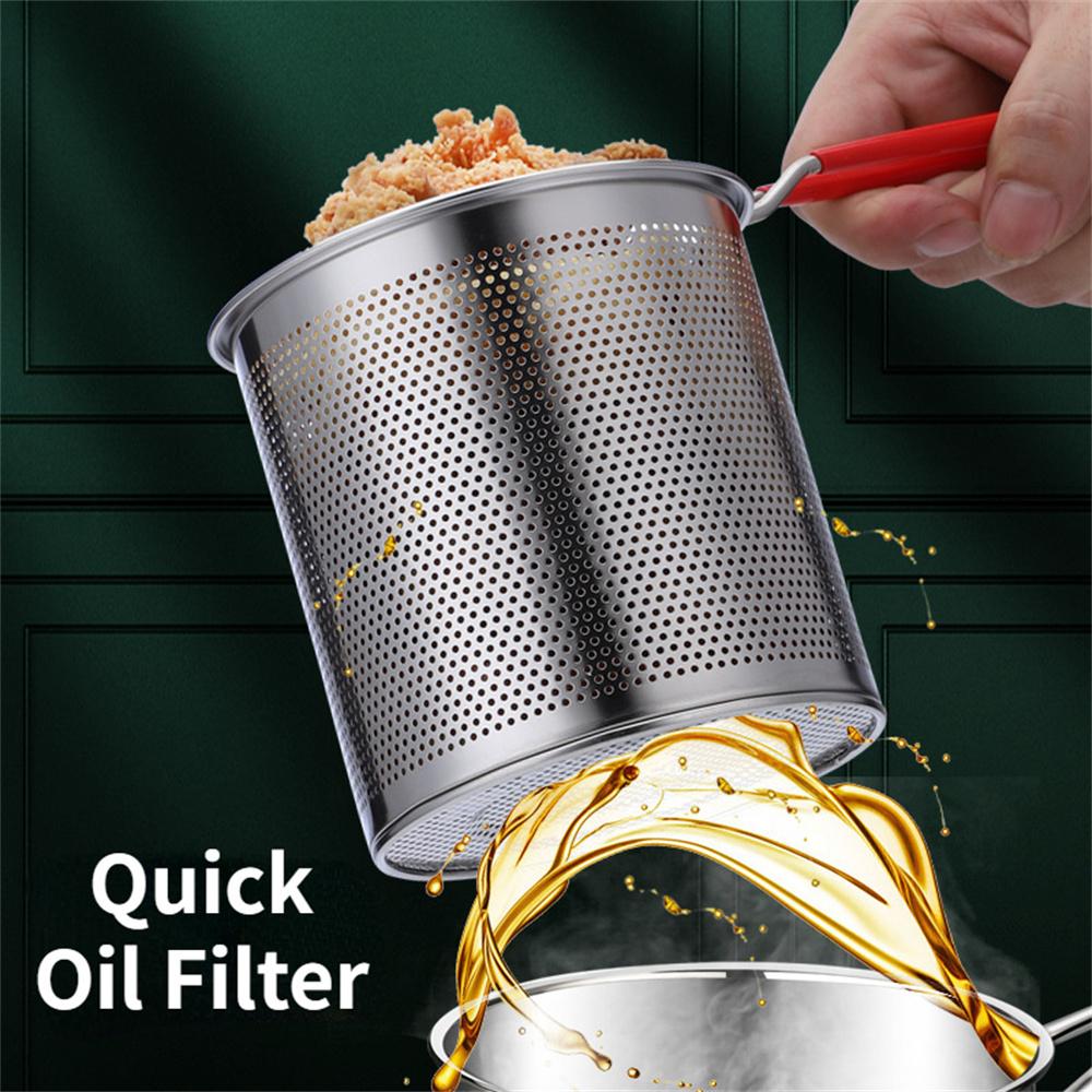 Red Single-handle Deep Fryer, Suitable for Daily Home Frying, Snack Preparation, or Small-scale Catering Use.