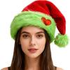 Soft Plush Christmas Hat for Adult Kids Green Fur Brim Santa Claus Hat Cap Merry Christmas Decoration New Year Party 2026