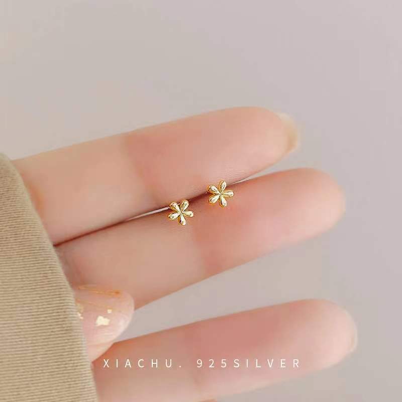 Gold Color Silver Plated Mini Butterfly Heart Stud Earrings For Women Cartilage Helix Tragus Piercing Jewelry Gift