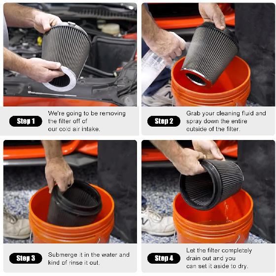 RULLINE 76mm 89mm 102mm Air Filter 3" 3.5" 4" Cold Air Intake Universal Clamp-On Air Filter Three Different Size High Flow Round Tapered Cone Cool