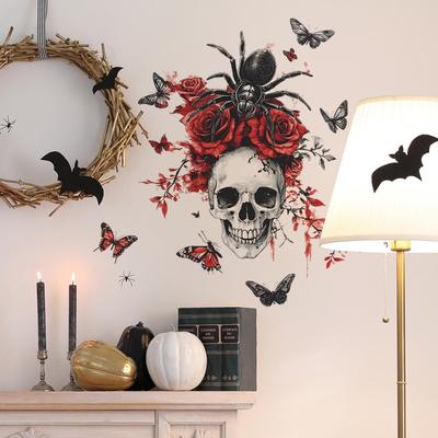Halloween Personalized Skull Rose Bedroom Festive Atmosphere Decorative Wall Stickers