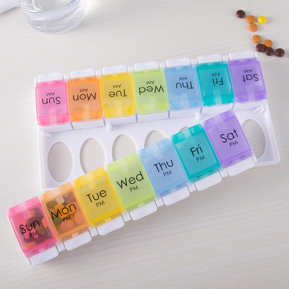 Large Pill Boxes and Organizer 2 Times A Day Pill Case 14 Compartments Pill Dispenser To Hold Big Vitamin Supplements Fish Oil