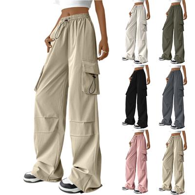 Wemon's Fashion Wide-Leg Paratrooper Cargo Pants High-Waisted Mountaineering Sports Pants Loose  Pants