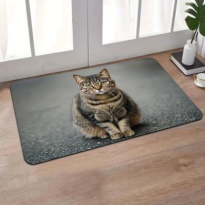 1 pezzo di tappetino da cucina anti-fatica, con stampa di gatto, impermeabile, antiscivolo, spesso, imbottito, resistente e confortevole, per la cucina.
