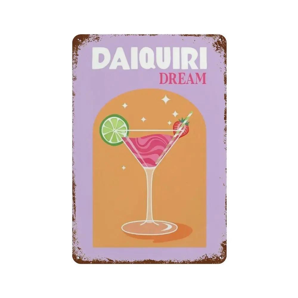 Vintage Fruit Juice Metal Tin Sign Mojito Aperol Spritz Posters and Sangria Drink Negroni Plaque for Club Bar Shop Home Decor