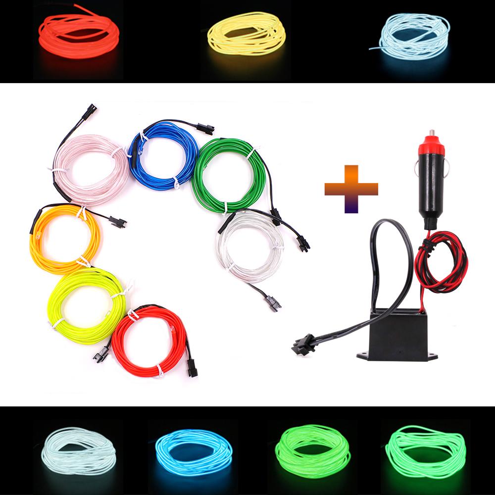 5V USB EL Wire Flexible Glow EL Wire Tape Tube Strip LED Neon Lights Shoes Clothing Car Waterproof Led Strip 1m/3m/5M 1PC/lot