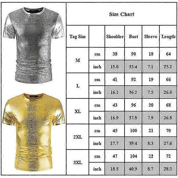Men's Shiny Metallic Shirts T-shirt Short Sleeve Crew Neck Nightclub Club Party Stage Performance Tee Tops