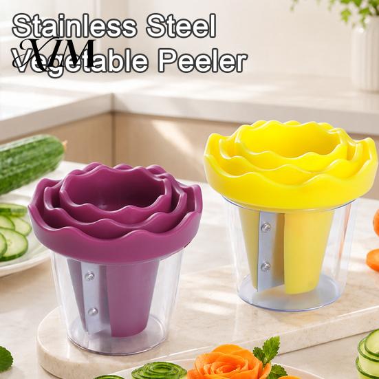 Vegetable Flower Curler Spiral Curler, Stainless Steel Blade Handheld Twister, Creative Peeler Rotatable Fruit Cutter for Carrots Cucumbers And