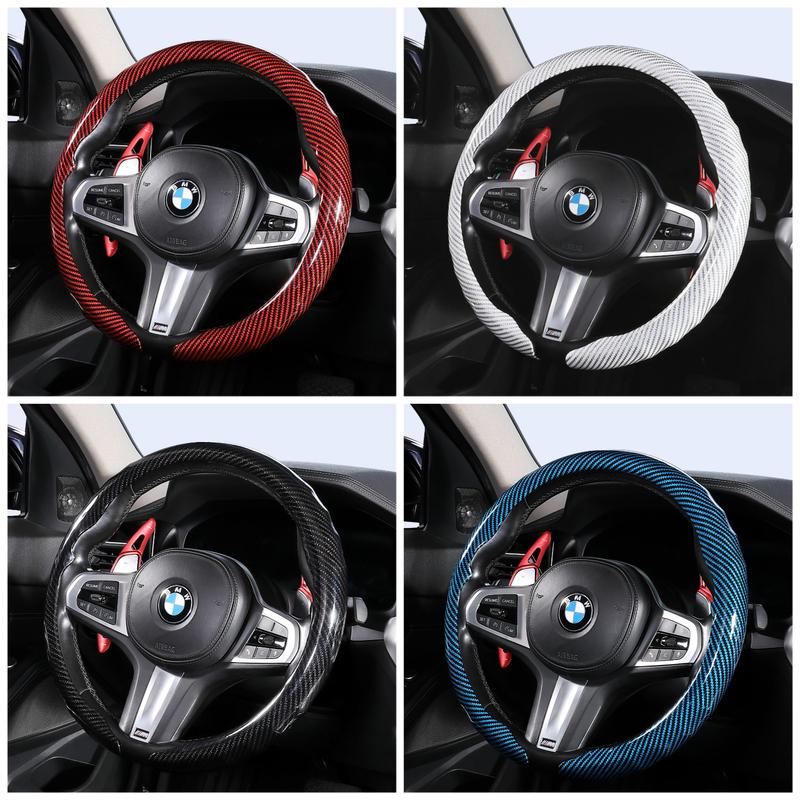 For MAZDA Steering Wheel Cover Sport Carbon Fiber Texture 37-38CM Fits 3 5 6 SKYACTIV CX30 CX5 CX8 CX9 MX5 RX8 RX7 BT50 Axela